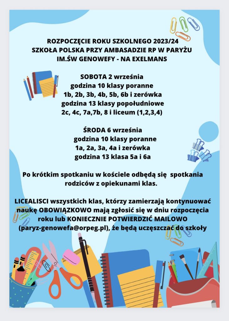 Rozpoczęcie nowego roku szkolnego 2023/2024