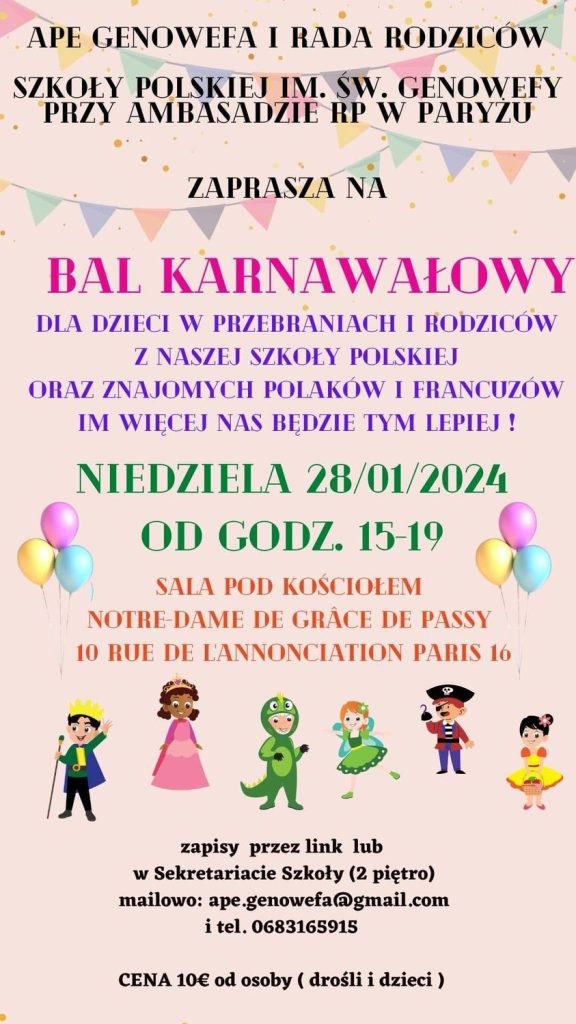 Zapraszamy na bal karnawałowy