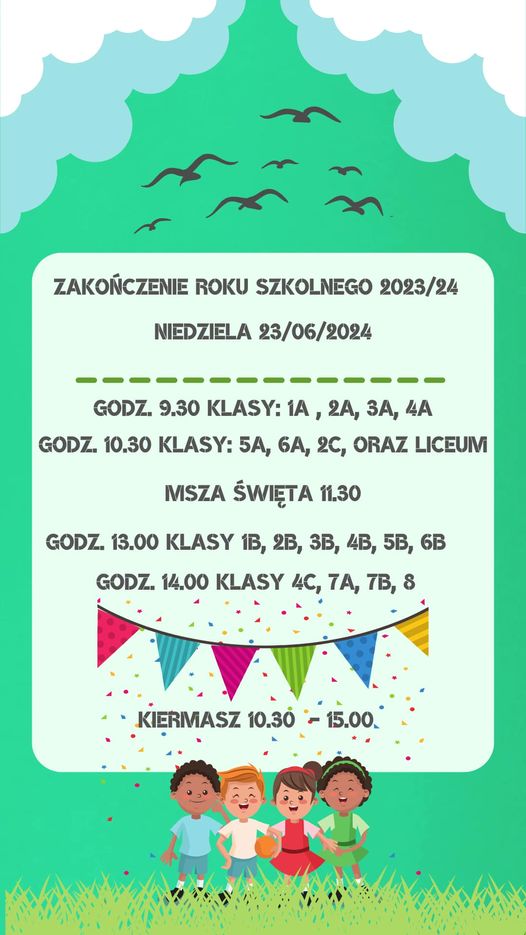 Plan zakończenia roku szkolnego 2023/24