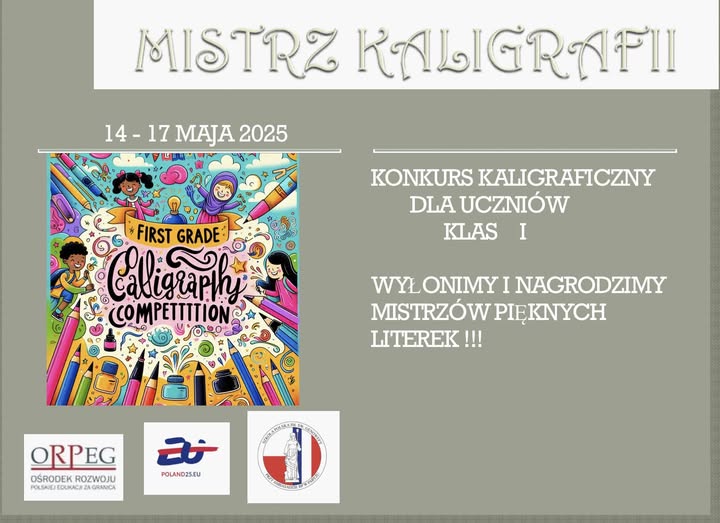 Szkolny konkurs „Mistrz Kaligrafii”.
