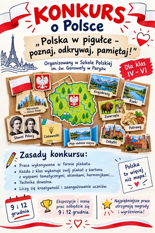 Konkurs plastyczny „Polska w pigułce – poznaj, odkrywaj, pamiętaj”dla uczniów klas IV–VI