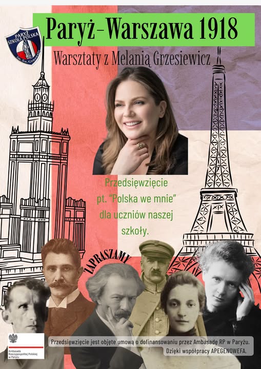 Już 10 października w naszej szkole dzięki Ambasadzie RP w Paryżu warsztaty z panią Melanią Grzesiewicz